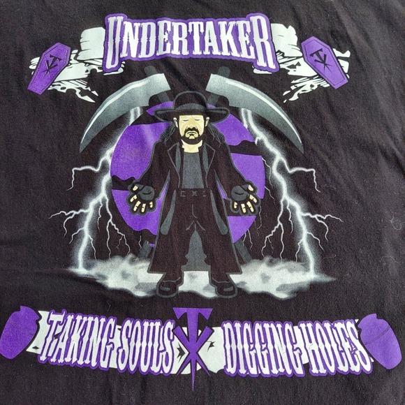 WWE Undertaker T-Shirt Adult L Nerds Wrestlemania "Taking Souls Digging Holes" - Picture 2 of 5